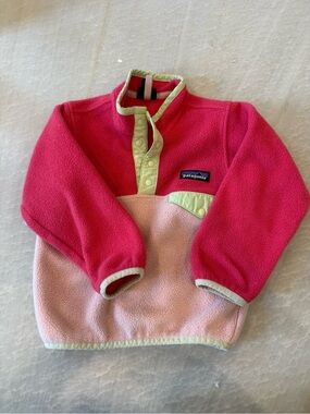 Patagonia Pink & Lime Trim Synchilla Pullover - Toddler 2T